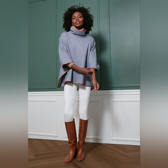 Tuckernuck Slate Leather Trim Funnel Piper Poncho - Picture 2 of 11